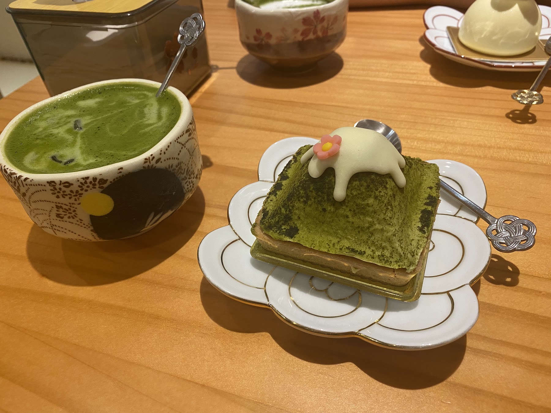 櫻珈琲永和仁愛總店抹茶飲品與抹茶蛋糕
